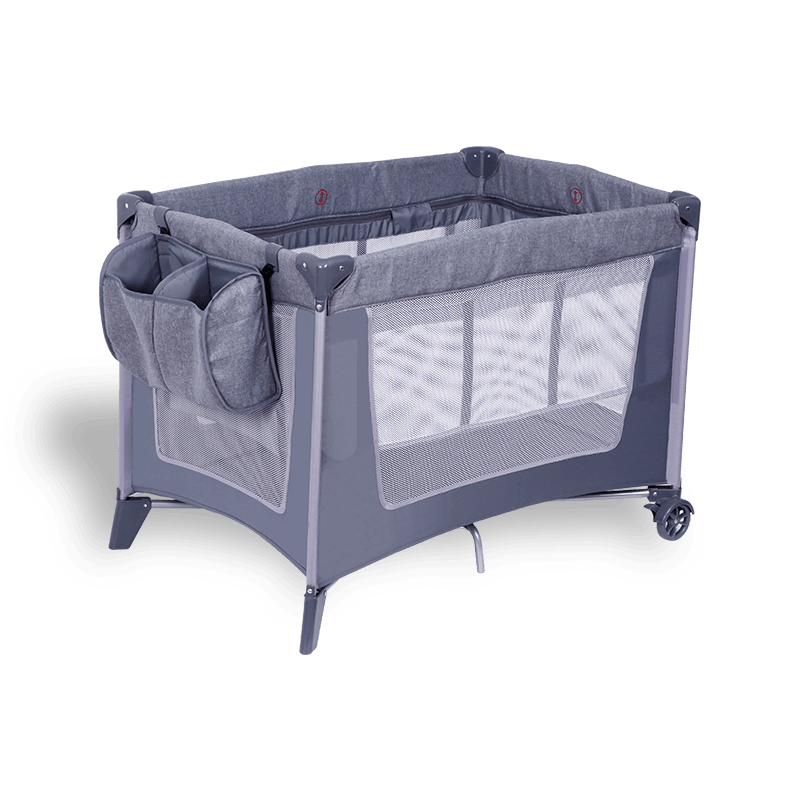 H63-2F8 Two Layers Baby Play Bed With Storage Basket And Wheels