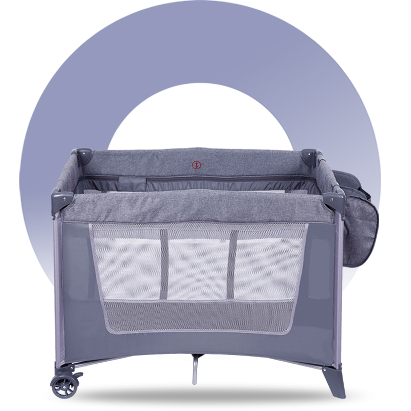 H63-2F8 Two Layers Baby Play Bed With Storage Basket And Wheels